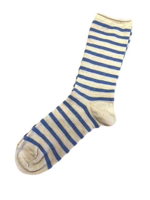 Alpaca Bamboo Socks - Cream Stripe Roll Top M