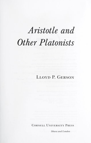 Aristotle and Other Platonists