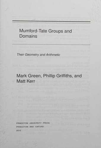 Mumford-Tate Groups and Domains | | 9780691154244