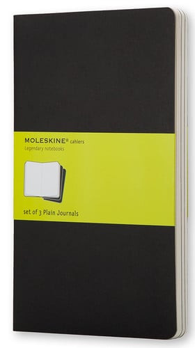 Moleskine Cahier Journal (Set of 3), Large, Plain, Black, Soft Cover (5 X 8. 25)