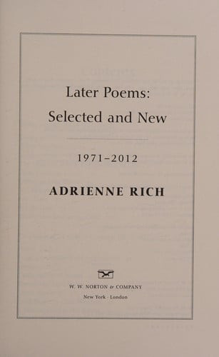 Later Poems | | 9780393089561