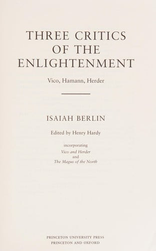Three Critics of the Enlightenment | | 9780691057279