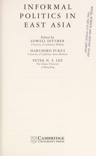 Informal Politics in East Asia