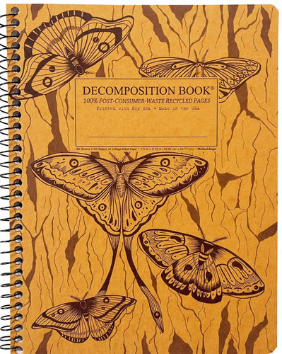 Decomposition Midnight Moths College Ruled Spiral Notebooks – 9.75 x 7.5 Journal with 160 Lined Pages – Notebooks for School Supplies, Home & Office – 100% Recycled Paper – Made in USA