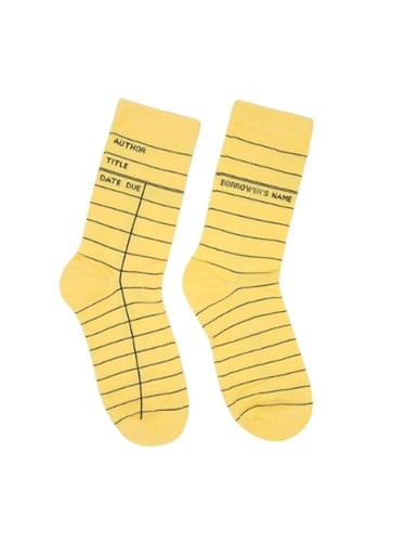 Library Card Yellow Socks - Large