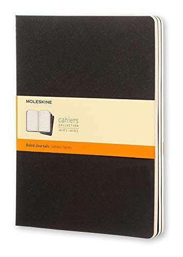 Moleskine Cahier Journal (Set of 3), Extra Large, Ruled, Black, Soft Cover (7. 5 X 10)