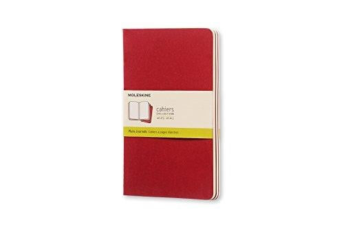 Moleskine Cahier Journal (Set of 3), Large, Plain, Cranberry Red, Soft Cover (5 X 8. 25)