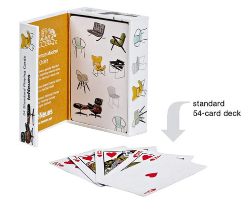 TeNeues - Playing Cards: Mid-Century Modern Chairs, 54 Cards, Embossed Full Color, Magnet Closure Box