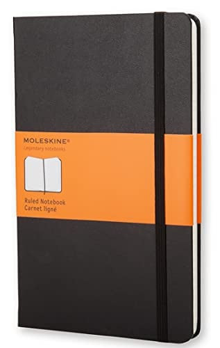 Moleskine Classic Notebook, Large, Ruled, Black, Hard Cover (5 X 8. 25)