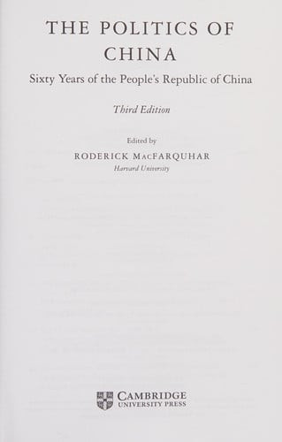 The Politics of China | | 9780521145312