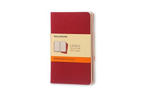 Moleskine Cahier Journal (Set of 3), Pocket, Ruled, Cranberry Red, Soft Cover (3. 5 X 5. 5)