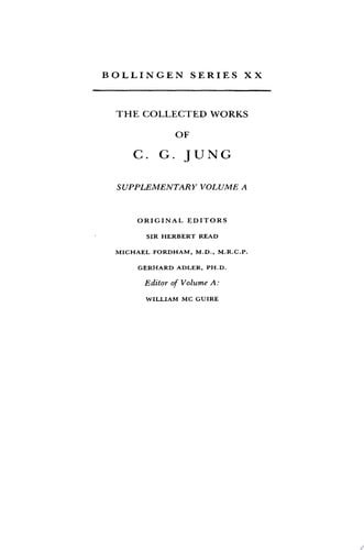 Collected Works of C. G. Jung, Supplementary Volume A | | 9780691098999