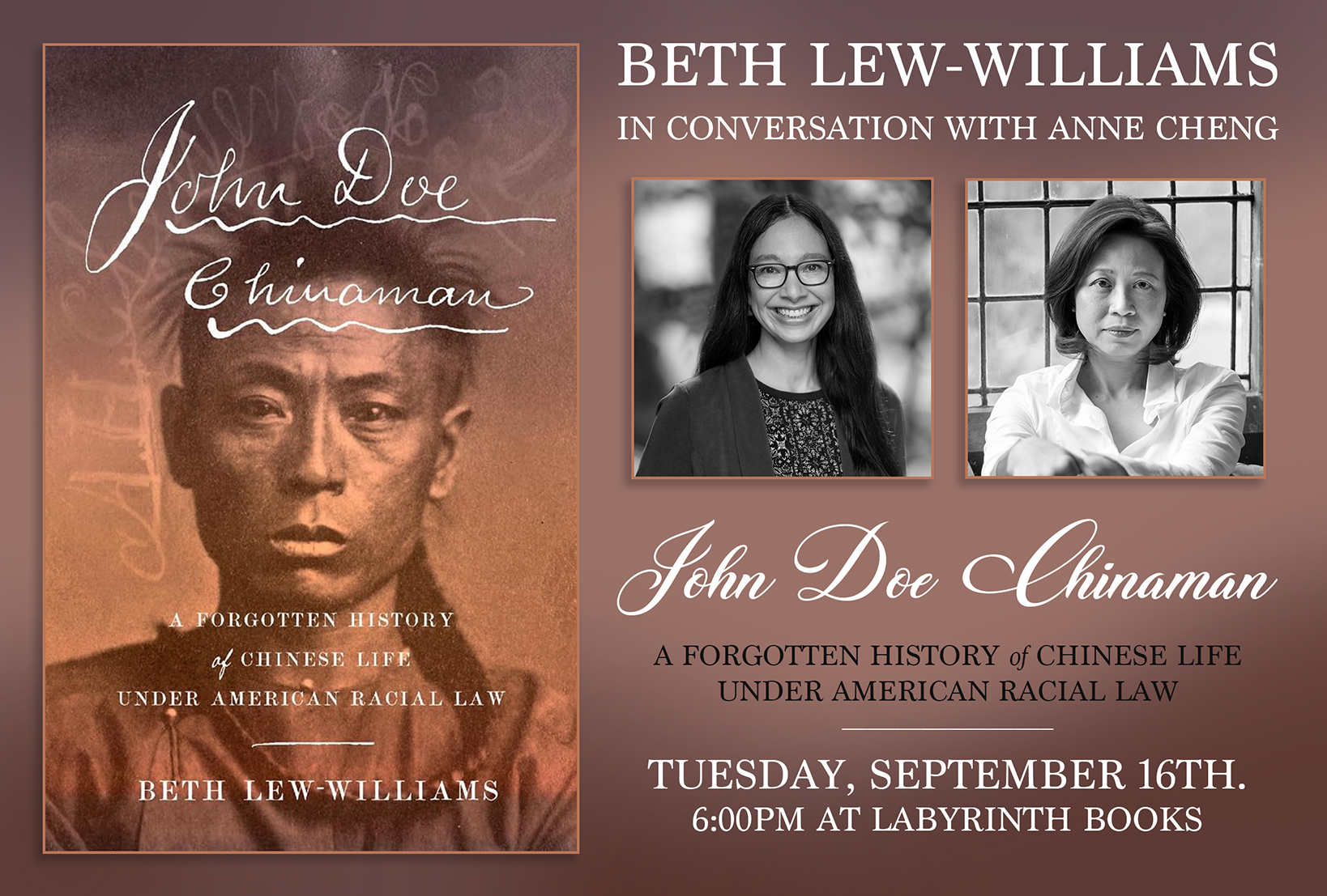Beth Lew-Williams in conversation with Anne Cheng: 