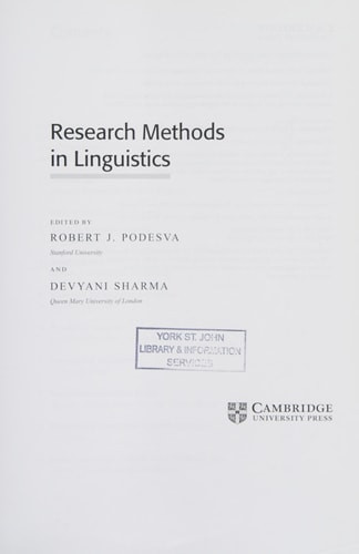 Research Methods in Linguistics - Labyrinth Books
