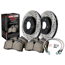 StopTech 979.34100R - Sport Axle Pack; Drilled Rotor; Rear Brake Kit with Brake lines