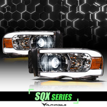 Alpha Owls 8707500 - 2002-2005 Dodge Ram 1500 SQX Series LED Projector Headlights (LED Projector Chrome housing w/ Sequential Signal/LumenX Light Bar)