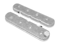 Holley 241-130 - Vintage Series Finned LS Valve Covers, Standard Height - Natural Cast