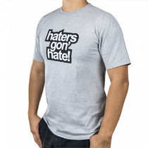 Skunk2 735-99-1739 - Haters T-Shirt; Gray w/Haters Gon Hate Front/Small Racetrack Logo Back; 100 Percent Cotton; Small;