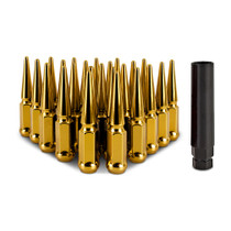 Mishimoto MMLG-SP1215-24GD - Steel Spiked Lug Nuts M12 x 1.5 24pc Set Gold
