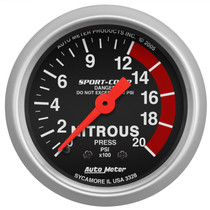 AutoMeter 3328 - Sport-Comp 52mm 0-2000 PSI Mechanical Nitrous Pressure Gauge