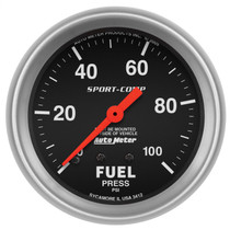 AutoMeter 3412 - Sport-Comp 2 5/8in 100psi Mechanical Fuel Pressure Gauge