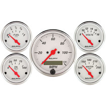 AutoMeter 1302 - Arctic White 5 Pc Kit Box w/ Elec Speedo, Elec Oil Press, Water Temp, Volt, Fuel Level