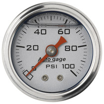 AutoMeter 2180 - AutoGage 1.5in Liquid Filled Mechanical 0-100 PSI Fuel Pressure Gauge - Silver