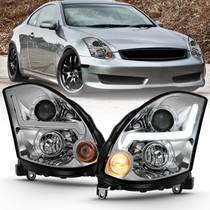 Anzo 121558 - 2003-2007 Infiniti G35 Projector Headlight Plank Style Chrome (HID Compatible, No HID Kit )