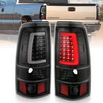 Anzo 311330 - 1999-2002 Chevy Silverado 1500 LED Taillights Plank Style Black w/Clear Lens