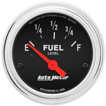 AutoMeter 2514 - Traditional Chrome 52mm Short Sweep 0 Ohm - 90 Ohm Full Electrical Fuel Level Gauge