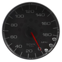 AutoMeter P230328 - Spek-Pro Gauge Speedometer 5in 180 Mph Elec. Programmable Black/Black