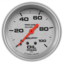 AutoMeter 4621 - Ultra-Lite 2.625in Liquid Filled Mechanical 100 PSI Silver Oil Pressure Gauge