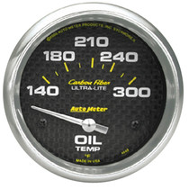 AutoMeter 4848 - Carbon Fiber Oil Temp 66.7mm 2 5/8in Short Sweep Electronic 300 Deg F Temperature Gauge