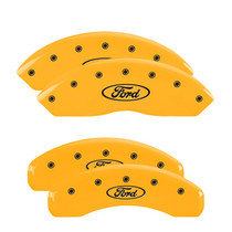 MGP 10009SFRDYL - 4 Caliper Covers Engraved Front & Rear Oval Logo/Ford Yellow Finish Black Char 2008 Ford F-150