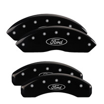 MGP 10021SFRDBK - 4 Caliper Covers Engraved Front & Rear Oval logo/Ford Black finish silver ch