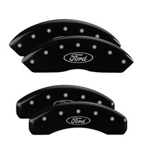 MGP 10024SFRDBK - 4 Caliper Covers Engraved Front & Rear Oval logo/Ford Black finish silver ch