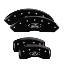 MGP 10042SFRDBK - 4 Caliper Covers Engraved Front & Rear Oval logo/Ford Black finish silver ch