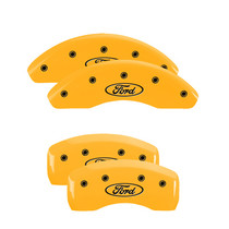 MGP 10106SFRDYL - 4 Caliper Covers Engraved Front & Rear Oval Logo/Ford Yellow Finish Black Char 2003 Ford Focus