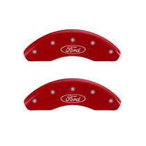 MGP 10199FFRDRD - Front set 2 Caliper Covers Engraved Front Oval logo/Ford Red finish silver ch
