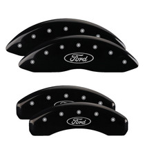 MGP 10217SFRDBK - 4 Caliper Covers Engraved Front & Rear Oval logo/Ford Black finish silver ch