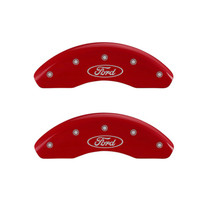 MGP 10226FFRDRD - Front set 2 Caliper Covers Engraved Front Oval logo/Ford Red finish silver ch