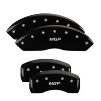 MGP 10244SMGPBK - 4 Caliper Covers Engraved Front & Rear  Black Finish Silver Char 2017 Ford Fusion