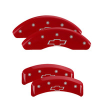 MGP 14026SBOWRD - 4 Caliper Covers Engraved Front & Rear Bowtie Red finish silver ch