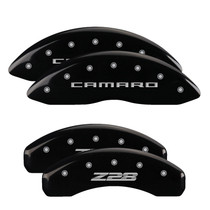 MGP 14036SZ85BK - 4 Caliper Covers Engraved Front Gen 5/Camaro Engraved Rear Gen 5/Z28 Black finish silver ch