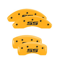 MGP 14050SSS4YL - 4 Caliper Covers Engraved Front & Rear Monte Carlo SS Yellow Finish Black Char 2002 Chevy Impala