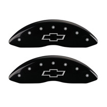 MGP 14221FBOWBK - Front set 2 Caliper Covers Engraved Front Bowtie Black finish silver ch