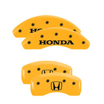 MGP 20107SHOHYL - 4 Caliper Covers Engraved Front Honda Engraved Rear H Logo Yellow finish black ch