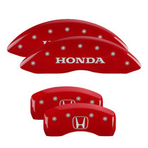 MGP 20201SHOHRD - 4 Caliper Covers Engraved Front Honda Engraved Rear H Logo Red finish silver ch