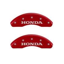 MGP 20210FHONRD - Front set 2 Caliper Covers Engraved Front Honda Red finish silver ch
