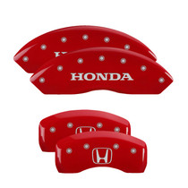 MGP 20211SHOHRD - 4 Caliper Covers Engraved Front Honda Engraved Rear H Logo Red finish silver ch